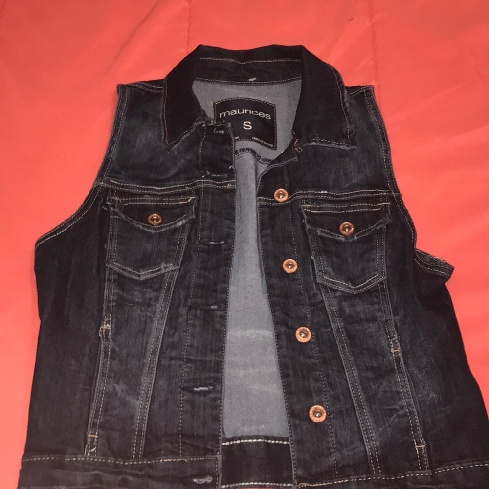 dark blue jean vest